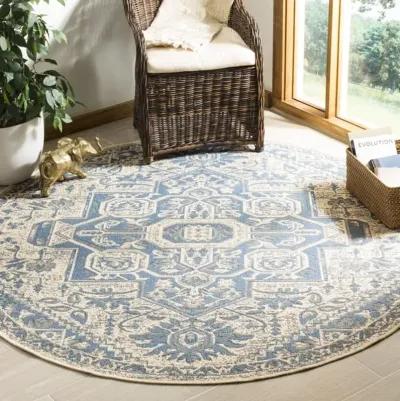 LINDEN 138 Collection LND138M-6R Blue / Creme 6'-7" X 6'-7" Round