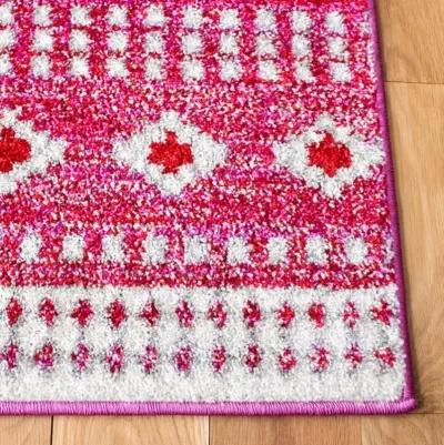 ADIRONDACK Contemporary Fuchsia / Ivory 2'-6" X 8' Powerloomed Rug