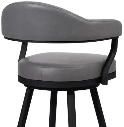 Amador 26" Counter Height Barstool in a Black Powder Coated Finish and Vintage Gray Faux Leather