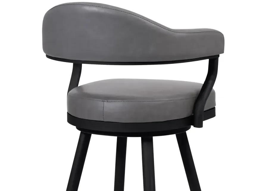 Amador 26" Counter Height Barstool in a Black Powder Coated Finish and Vintage Gray Faux Leather