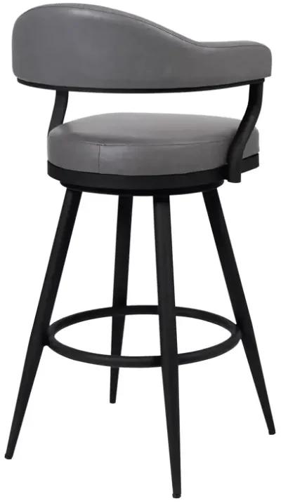 Amador 26" Counter Height Barstool in a Black Powder Coated Finish and Vintage Gray Faux Leather