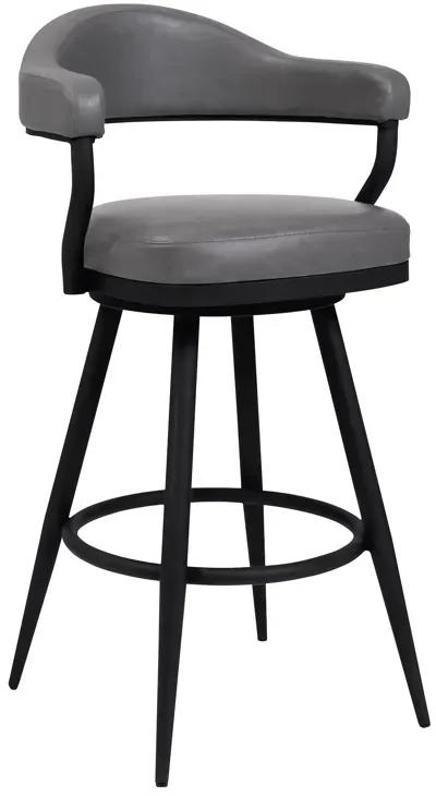 Amador 26" Counter Height Barstool in a Black Powder Coated Finish and Vintage Gray Faux Leather