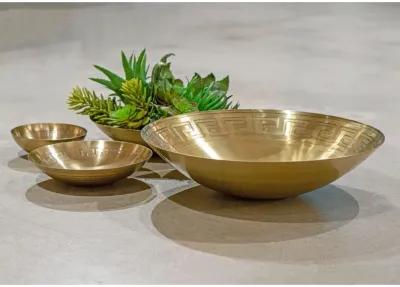 Greek Key Bowl - Set of 3 Brass