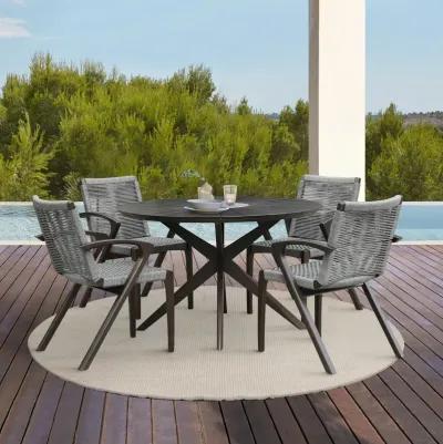 Sachi and Nabila Outdoor 5 Piece Dark Eucalyptus and Concrete Dining Set