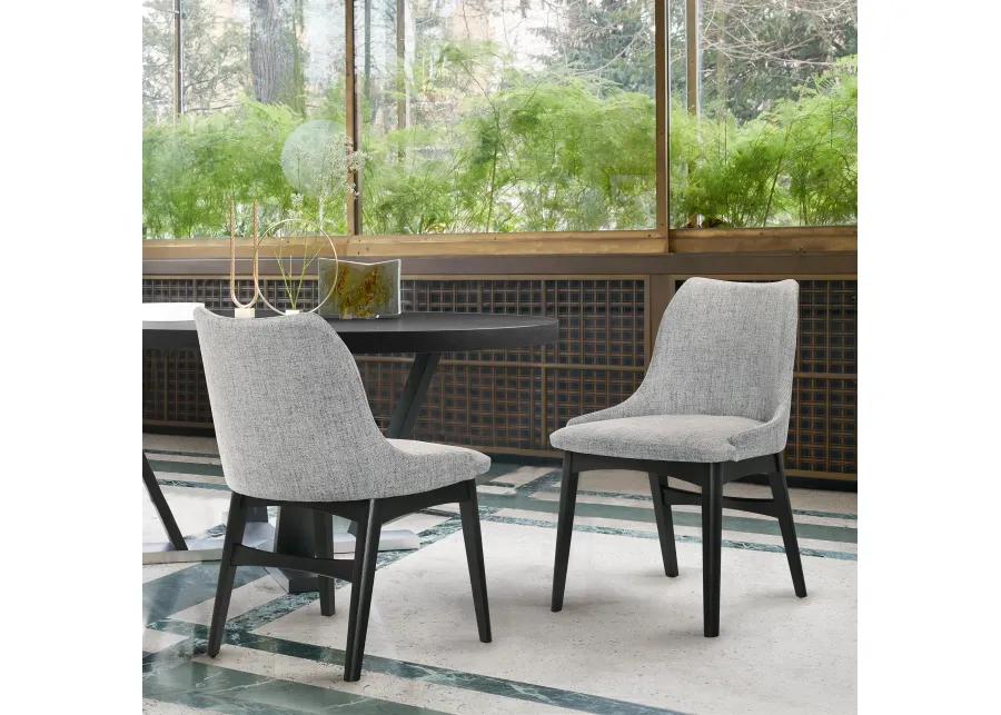 Azalea Gray Fabric and Black Wood Dining Side Chairs - Set of 2