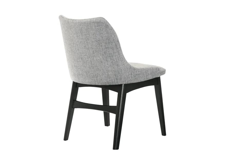 Azalea Gray Fabric and Black Wood Dining Side Chairs - Set of 2