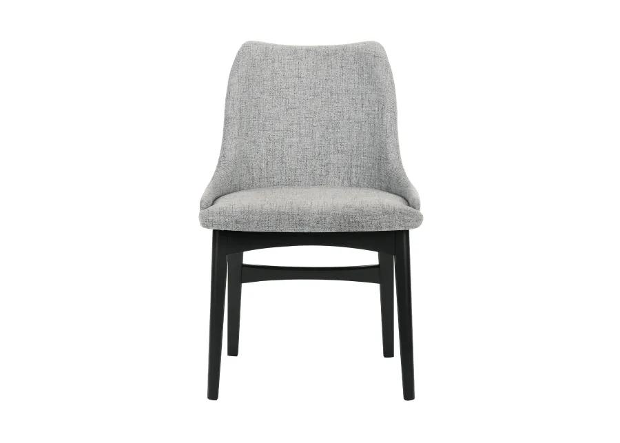 Azalea Gray Fabric and Black Wood Dining Side Chairs - Set of 2