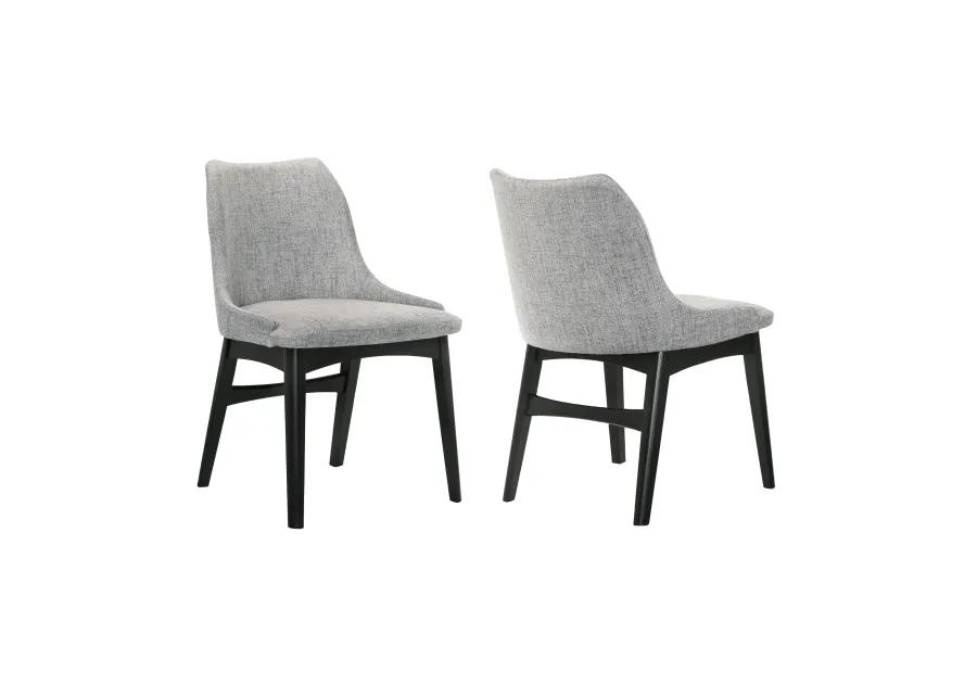 Azalea Gray Fabric and Black Wood Dining Side Chairs - Set of 2