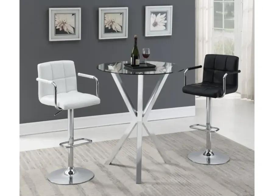 Denali Round Glass Top Bar Table Chrome