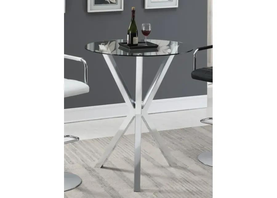 Denali Round Glass Top Bar Table Chrome