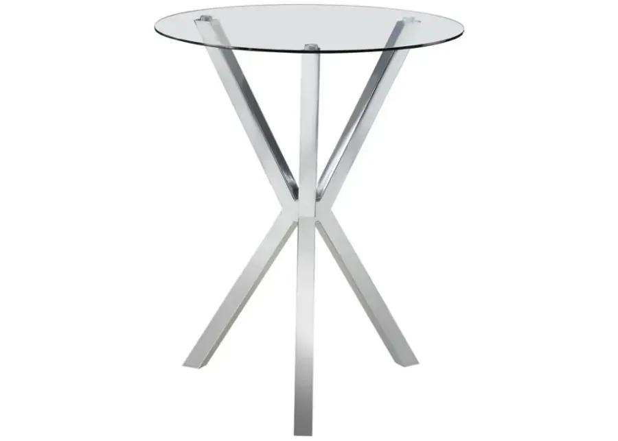 Denali Round Glass Top Bar Table Chrome