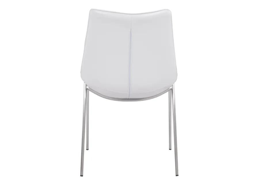 Magnus Dining Chair (Set of 2) White & Silver