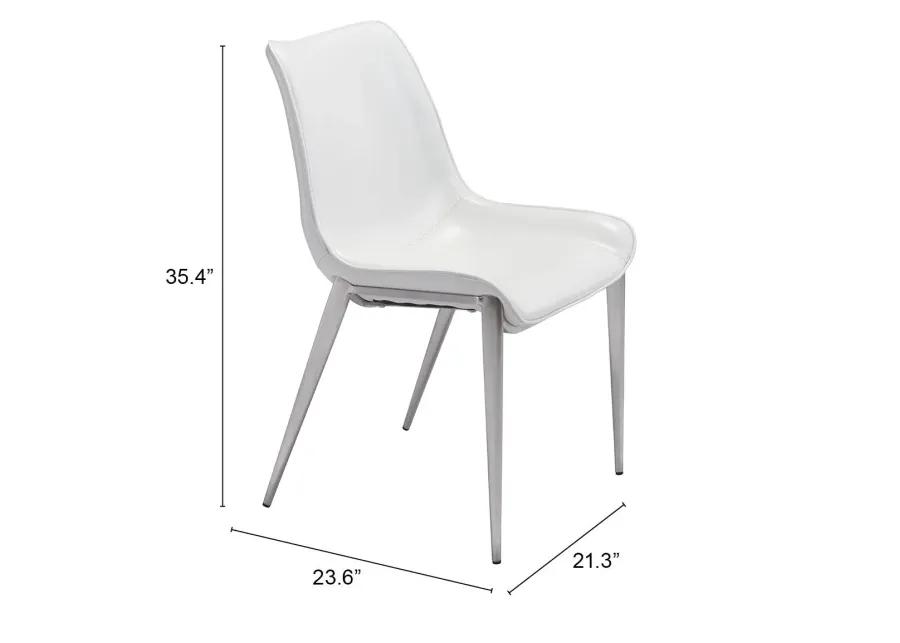 Magnus Dining Chair (Set of 2) White & Silver