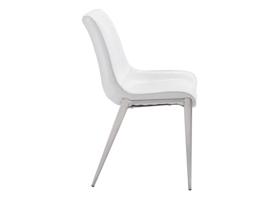 Magnus Dining Chair (Set of 2) White & Silver