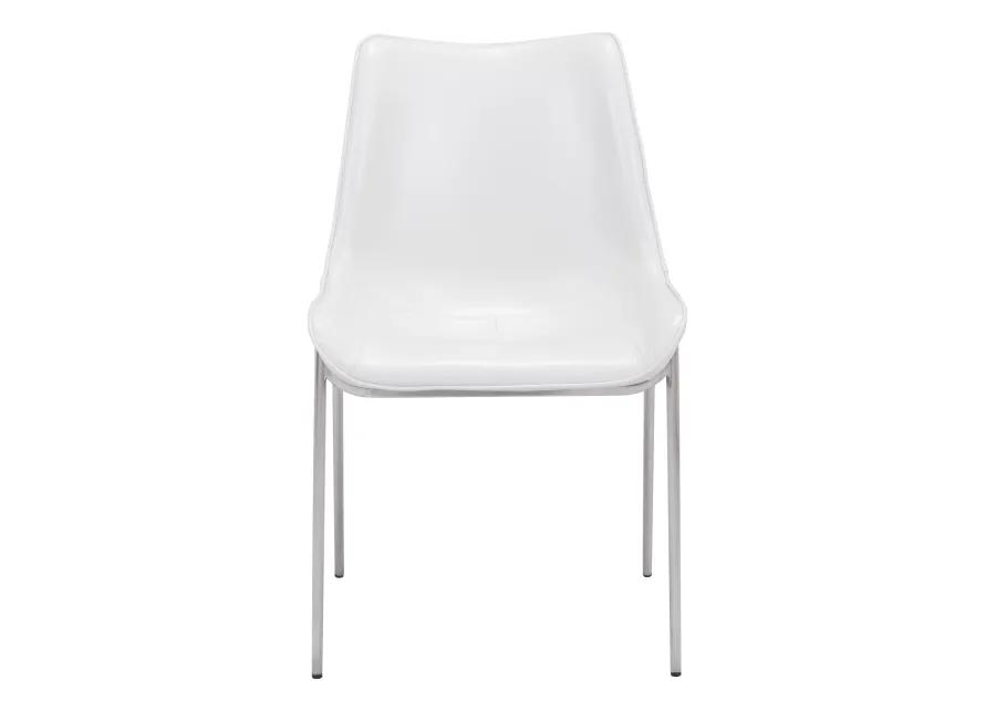 Magnus Dining Chair (Set of 2) White & Silver