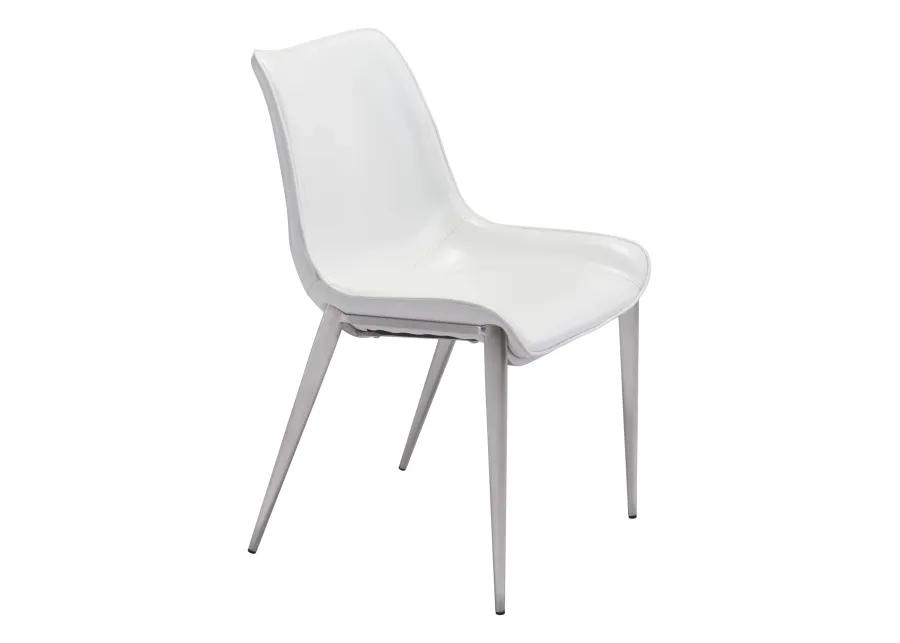 Magnus Dining Chair (Set of 2) White & Silver