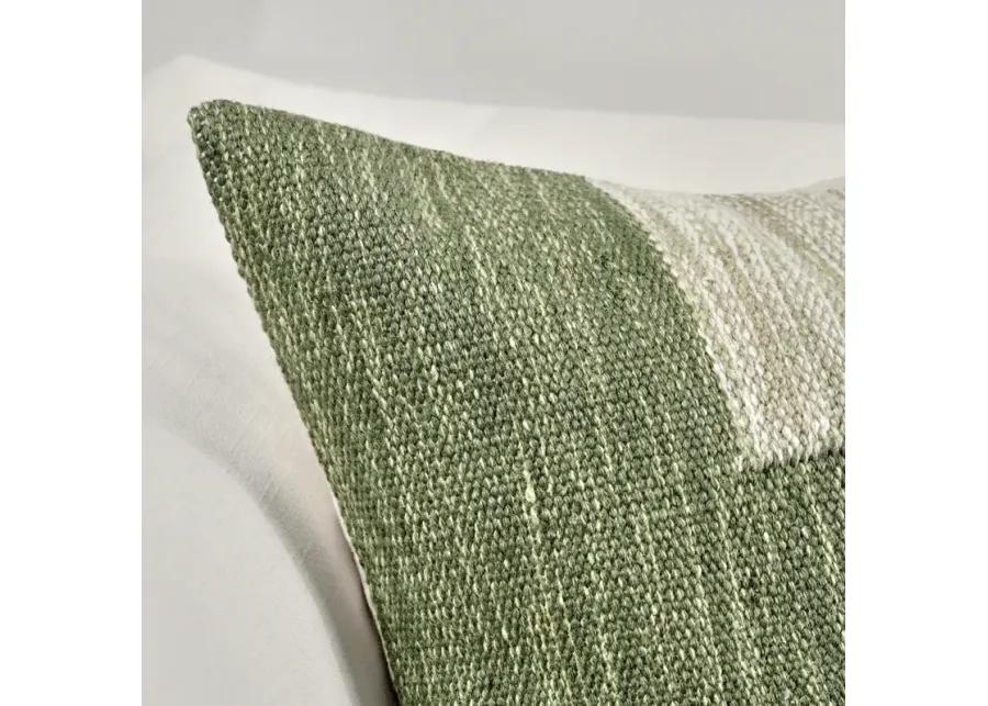 Kass 22" Woven Fabric Color Block Throw Pillow, Green