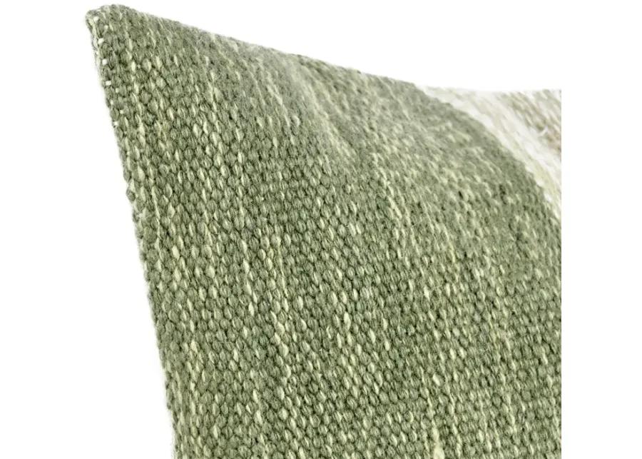 Kass 22" Woven Fabric Color Block Throw Pillow, Green