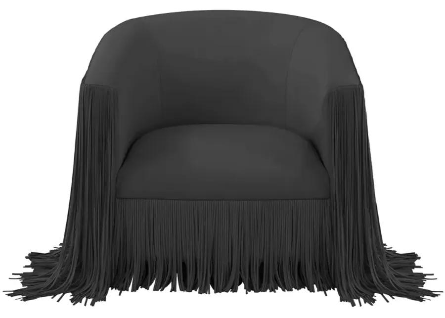 Shag Me Black Vegan Leather Swivel Chair