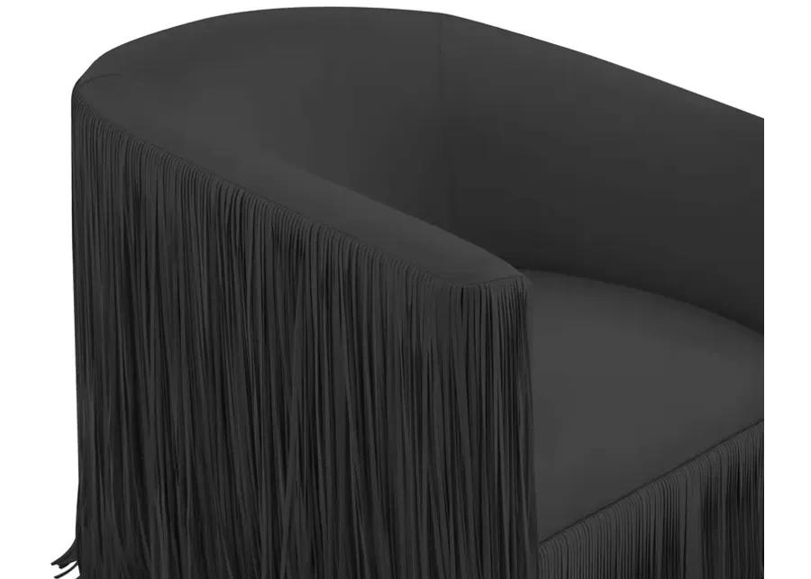 Shag Me Black Vegan Leather Swivel Chair