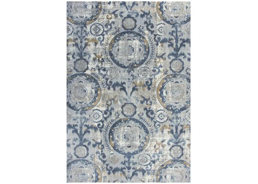 Bristol Beige/Blue Circles Polypropylene/Polyester 8'10" x 11'10" Rectangle Rug