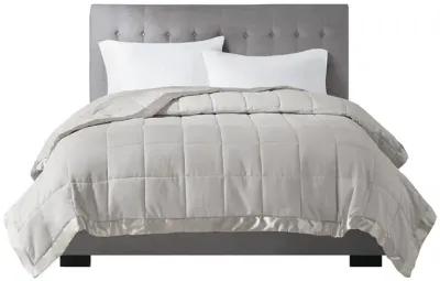 Madison Park Windom Grey Lightweight Down Alternative Blanket with Satin Trim