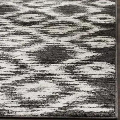 Adirondack Contemporary Charcoal / Ivory 4' X 6' Powerloomed Rug