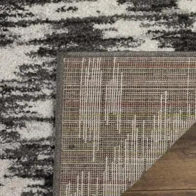 Adirondack Contemporary Charcoal / Ivory 4' X 6' Powerloomed Rug