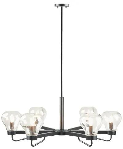 510 Design Devon Black 6-Light Chandelier with Bowl Shaped Glass Shades