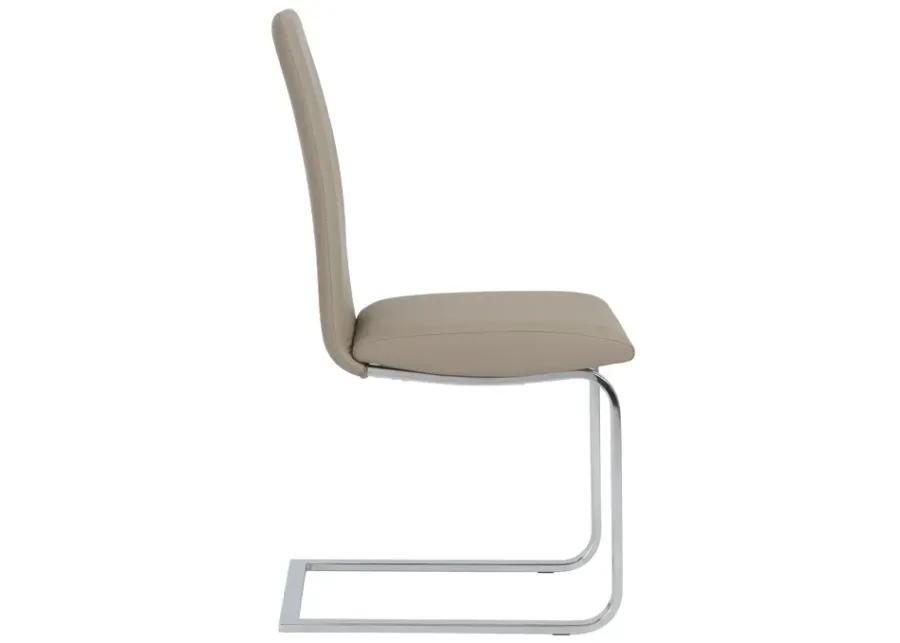 Cinzia Dining Chair in Taupe with Chrome Legs - Set of 2