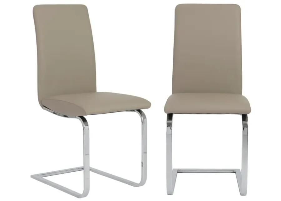 Cinzia Dining Chair in Taupe with Chrome Legs - Set of 2