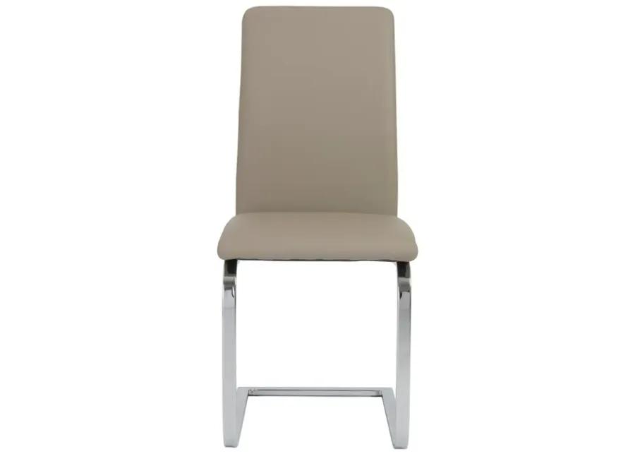 Cinzia Dining Chair in Taupe with Chrome Legs - Set of 2