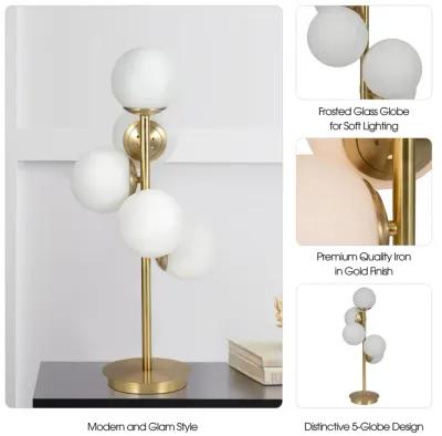 Glass 26" Frosted Globe Table Lamp, Gold