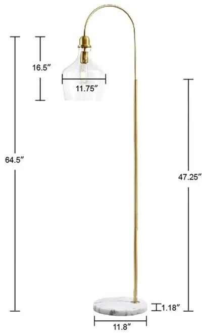 Hampton Hill Auburn Gold Arched Floor Lamp with Marble Base