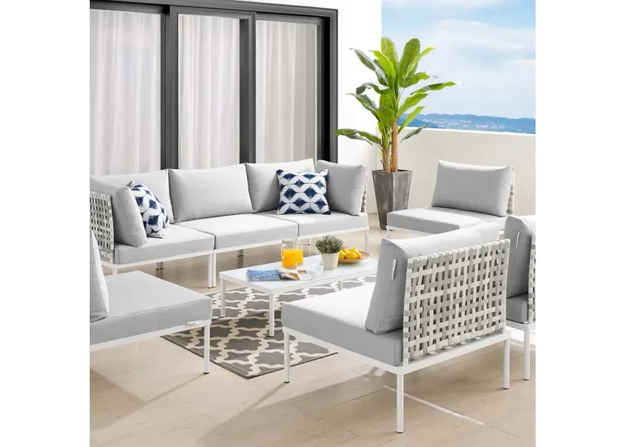 Harmony 8-Piece  Sunbrella® Basket Weave Outdoor Patio Aluminum Sectional Sofa Set