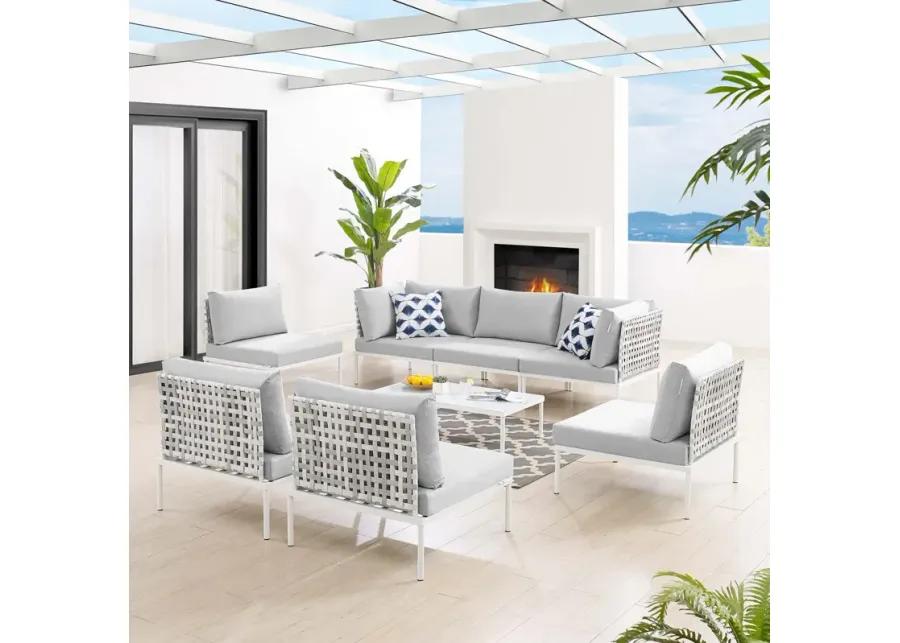 Harmony 8-Piece  Sunbrella® Basket Weave Outdoor Patio Aluminum Sectional Sofa Set