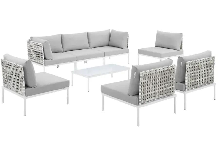 Harmony 8-Piece  Sunbrella® Basket Weave Outdoor Patio Aluminum Sectional Sofa Set