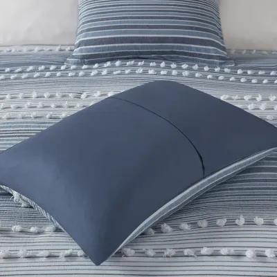 Urban Habitat Calum Navy Cotton Jacquard Duvet Cover Set