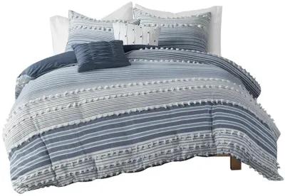 Urban Habitat Calum Navy Cotton Jacquard Duvet Cover Set