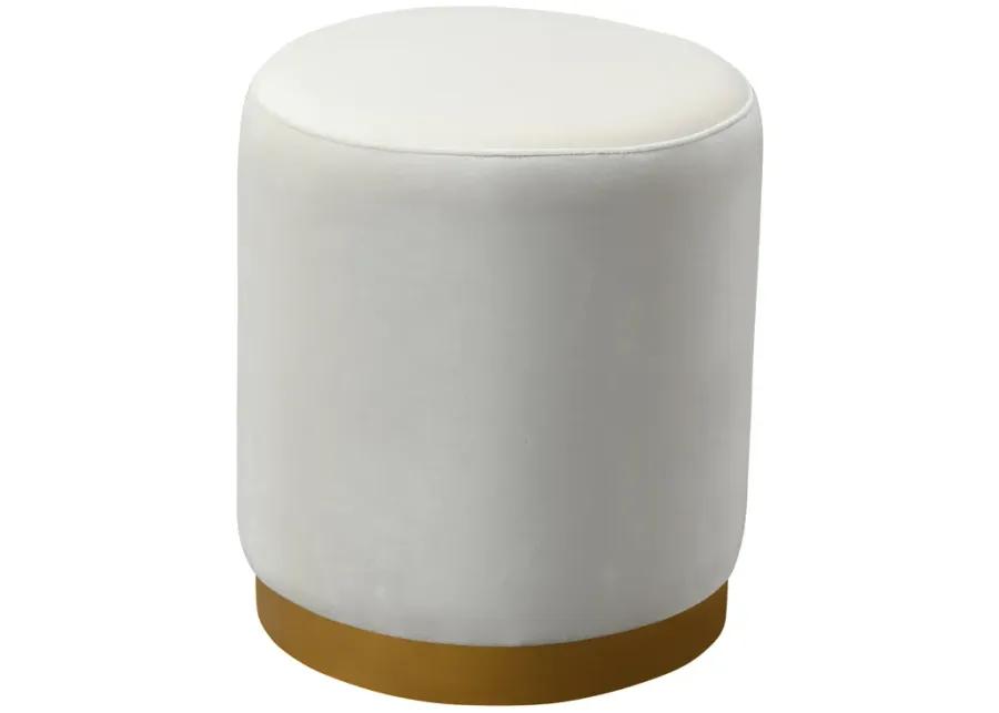 opal cream velvet ottoman with gold base