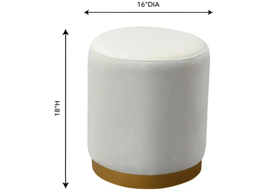 opal cream velvet ottoman with gold base