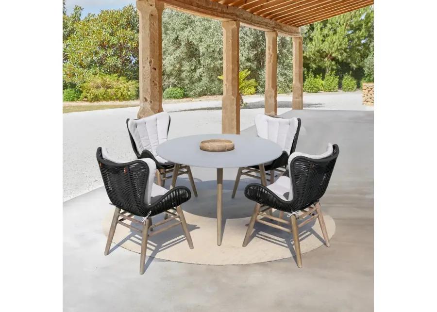 Sydney Outdoor Patio Round Dining Table in Light Eucalyptus and Gray Stone