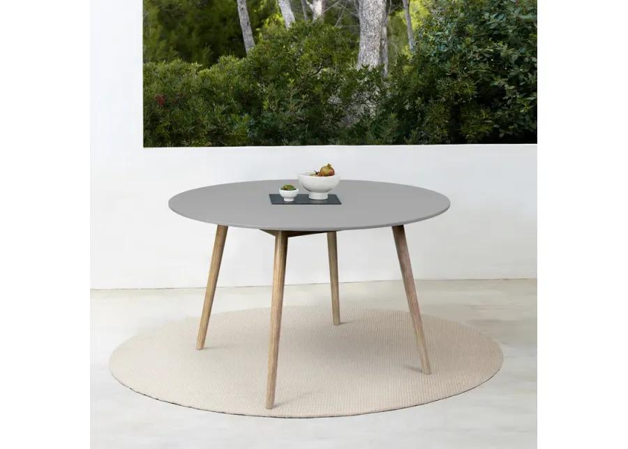 Sydney Outdoor Patio Round Dining Table in Light Eucalyptus and Gray Stone