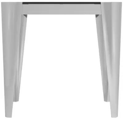 Square Glass Top End Table Silver and Grey