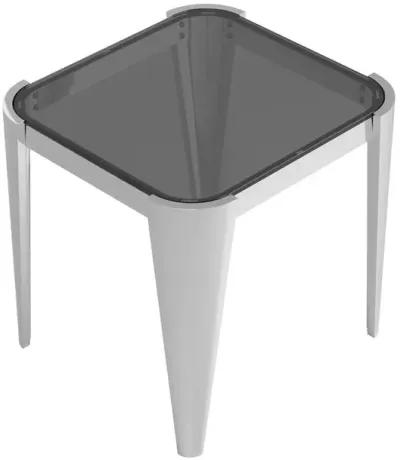 Square Glass Top End Table Silver and Grey