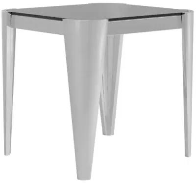 Square Glass Top End Table Silver and Grey