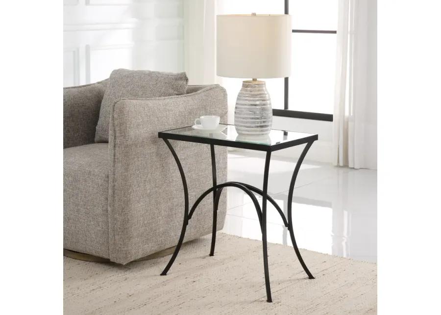 Alayna Black Metal & Glass End Table