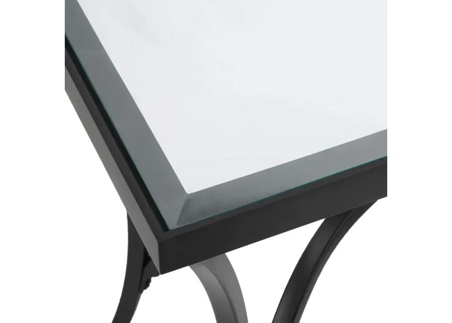 Alayna Black Metal & Glass End Table