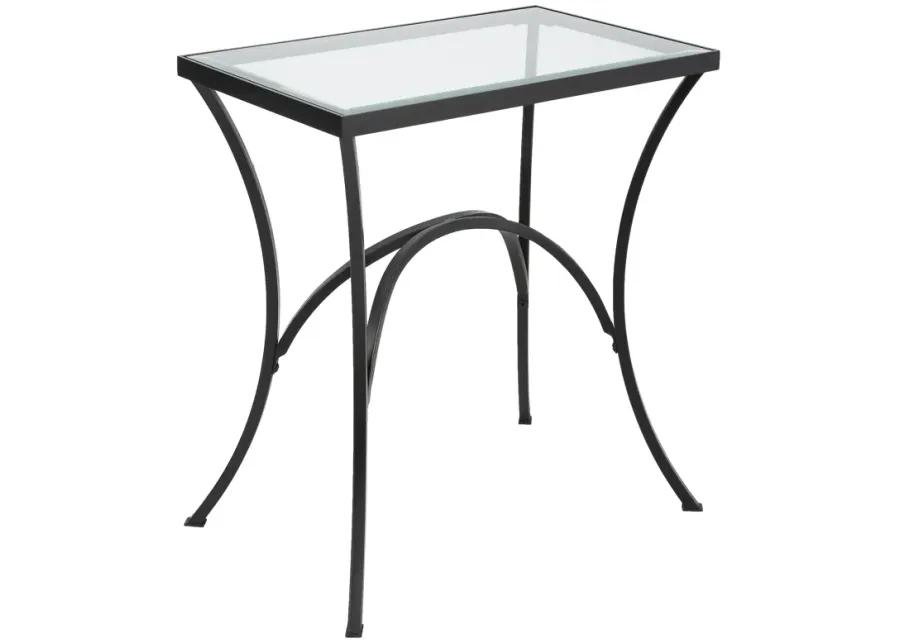 Alayna Black Metal & Glass End Table