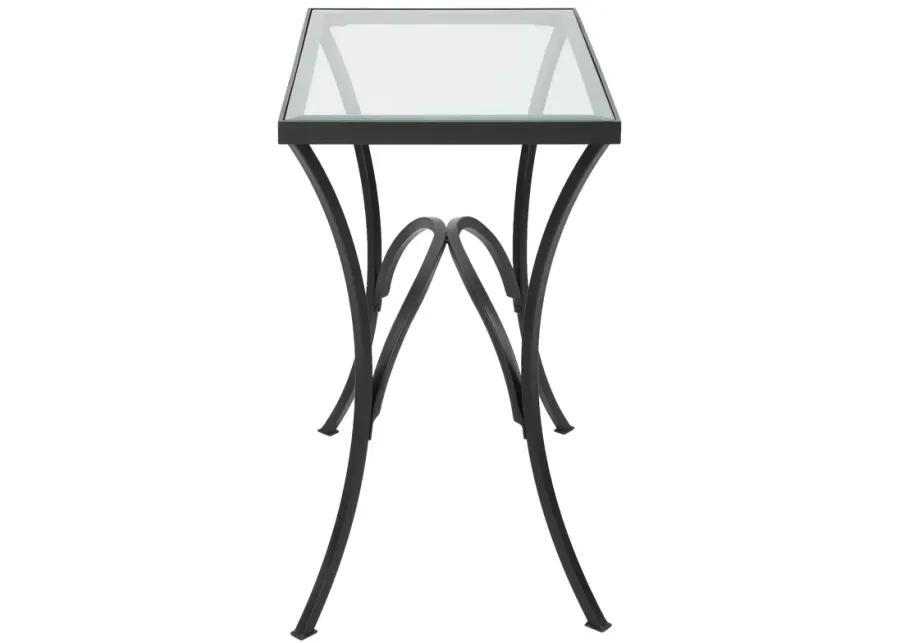 Alayna Black Metal & Glass End Table